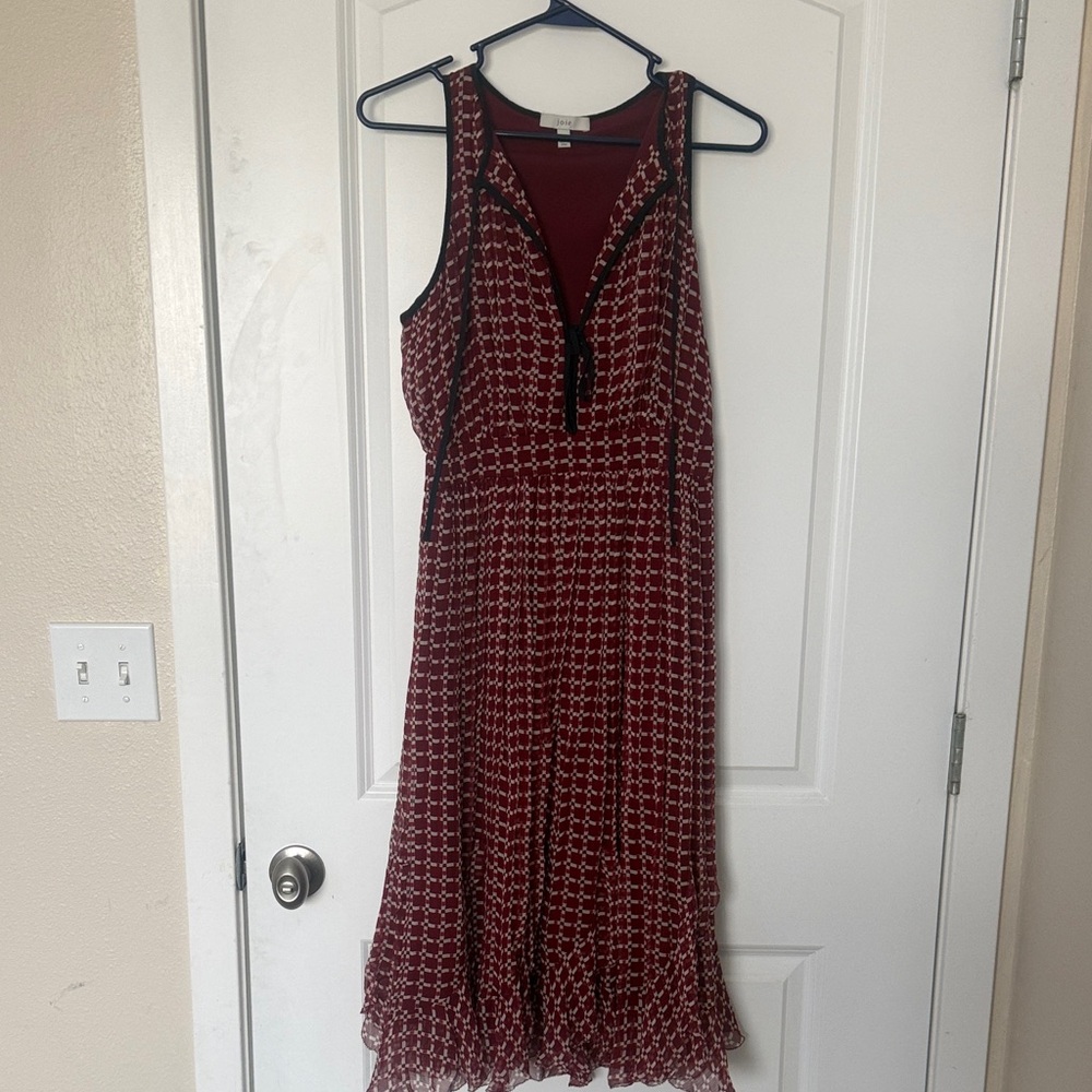 Joie Burgundy and Black Midi Dress
